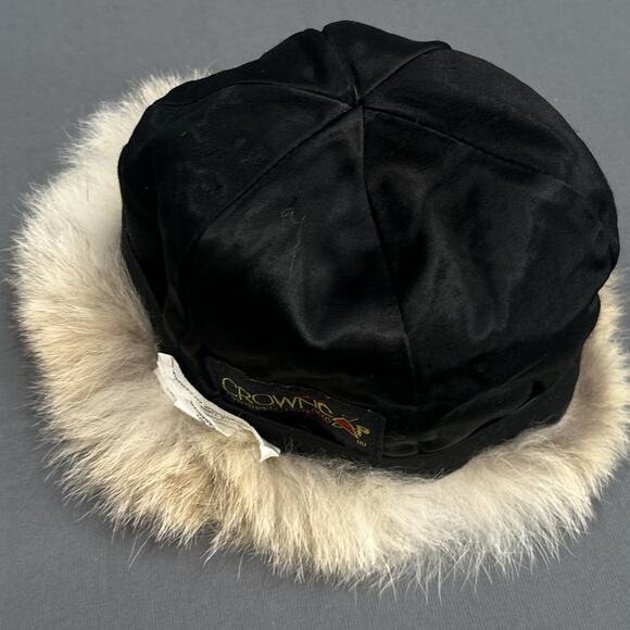 Vintage Natural Coyote Fur Leather Hat Crowncap Canada Winter Glam Russian Ski
